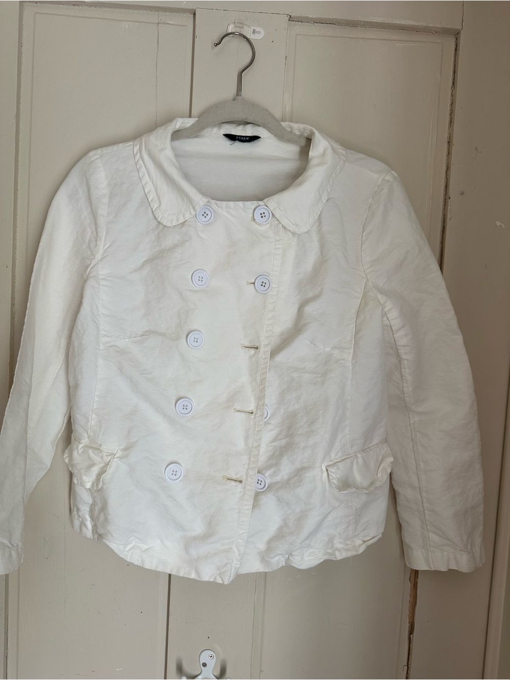 J. Crew white cotton double breasted jacket
